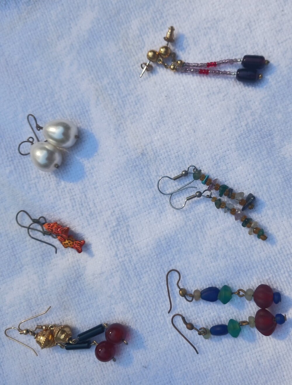 Lot Of Drop Style Pierced Earrings, 6 Pair